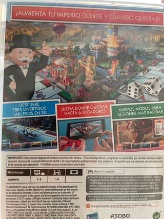 2 Juegos Nintendo Switch: Monopoly y Rabbids Party