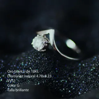 Anillo Oro Blanco 18kt Diamante Natural VVS1