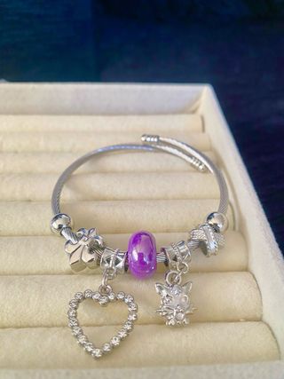 Pulsera plateada  Acero Inoxidable Ajustable