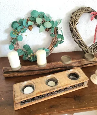 Lote Decoración Rústica Madera y mimbre