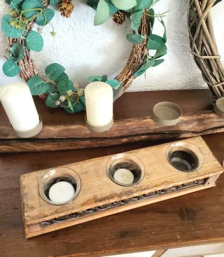 Lote Decoración Rústica Madera y mimbre