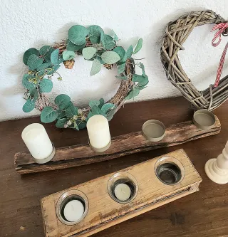 Lote Decoración Rústica Madera y mimbre