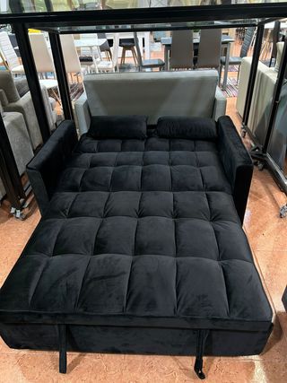 Sofá-cama 2 plazas terciopelo negro