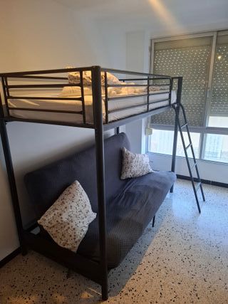 Litera Sofá Cama Negro Metal