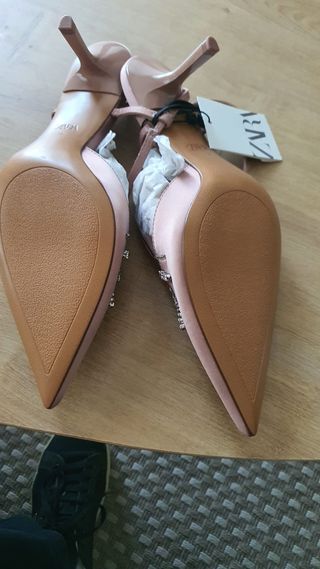 Zapatos Zara Talla 39 Rosa Pedrería Nuevos