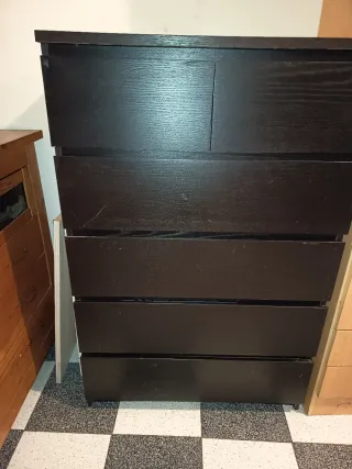 Cómoda/Cajonera Madera Negra y Blanca