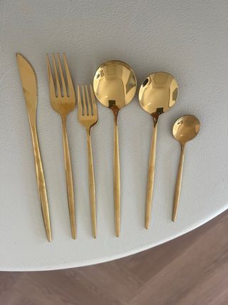 Cubiertos dorados acero inoxidable