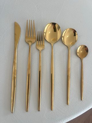 Cubiertos dorados acero inoxidable