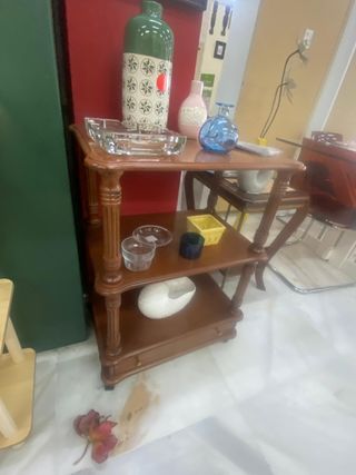 Mueble recibidor madera 2 estantes