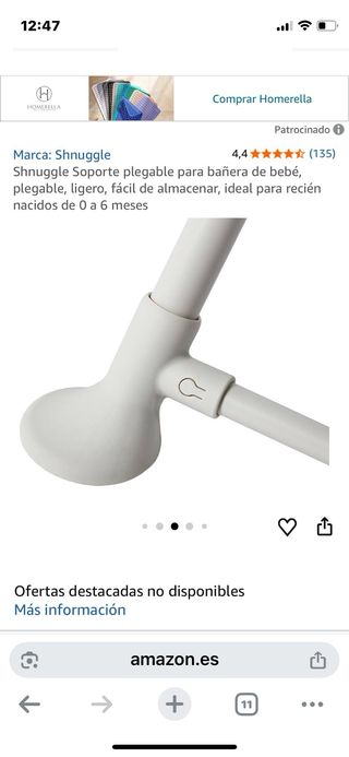 Bañera bebé Shnuggle con patas