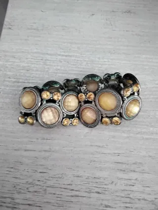 3 Pulseras Bisutería Gris y Naranja