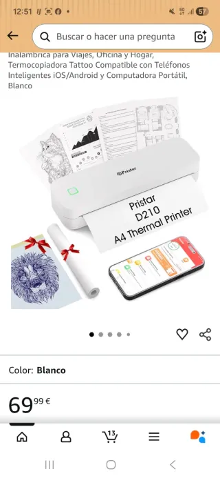 Impresora Térmica Pristar A4 Blanca NUEVA