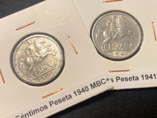 x2 monedas de 10 céntimos 1940 y 1941 MBC+ franco