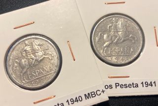 x2 monedas de 10 céntimos 1940 y 1941 MBC+ franco