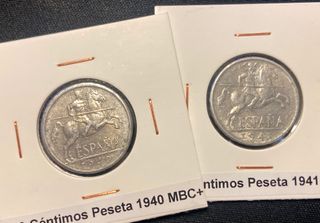 x2 monedas de 10 céntimos 1940 y 1941 MBC+ franco