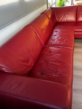 Sofá Natuzzi de Piel Rojo