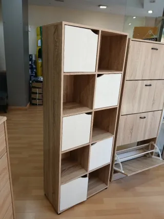 Estantería modular madera y blanco