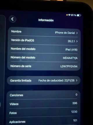 Apple iPad A16 Azul + Apple pencil USB-C - Cambio