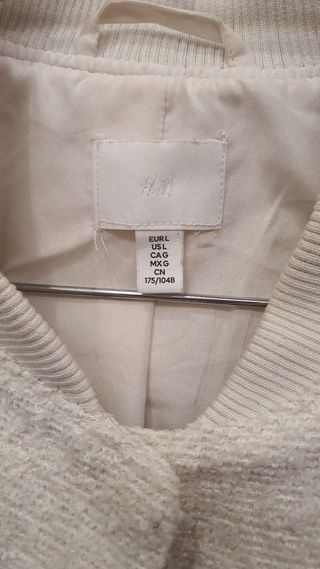 Cazadora Bomber H&M Crema Talla L