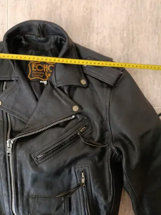 Chupa de flecos trampera cuero auténtico S Medidas