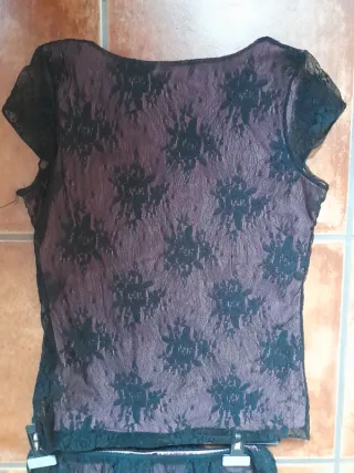 Conjunto blusa y falda encaje negro ARGGIDO