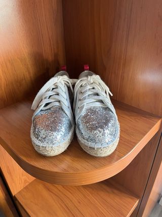 Zapatos brillo plateados talla 36