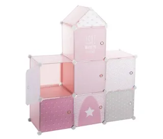 Mueble Organizador Infantil Rosa y Gris Casita