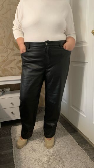 Pantalón polipiel Mango mujer