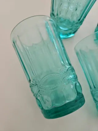 Set 4 Vasos Vidrio Turquesa