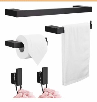 Juego 5 Piezas Toalleros Baño Negro