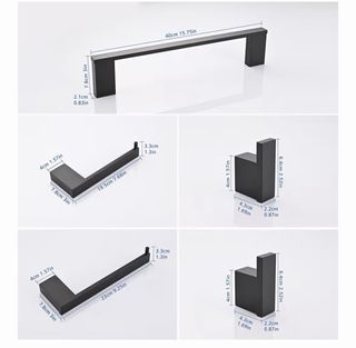 Juego 5 Piezas Toalleros Baño Negro