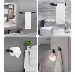 Juego 5 Piezas Toalleros Baño Negro