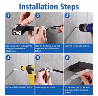 Juego 5 Piezas Toalleros Baño Negro