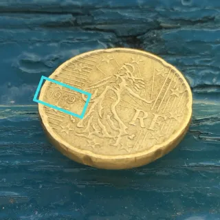 2 Monedas 20 cts Euro Francia 1999 con Error