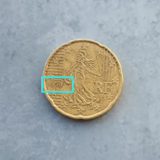 2 Monedas 20 cts Euro Francia 1999 con Error