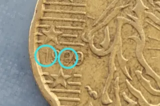 2 Monedas 20 cts Euro Francia 1999 con Error