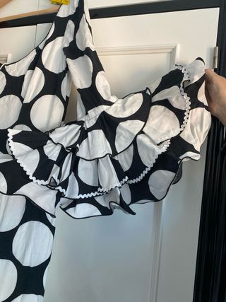 Vestido Flamenca Lunares Blanco y Negro