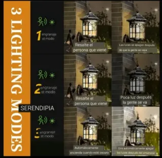 3 FAROLES SOLARES ESTILO RETRO COLOR BRONCE.