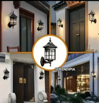 3 FAROLES SOLARES ESTILO RETRO COLOR BRONCE.