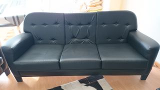 Sofá y 2 sillones polipiel negro