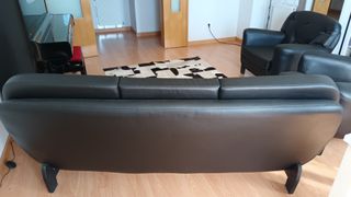 Sofá y 2 sillones polipiel negro