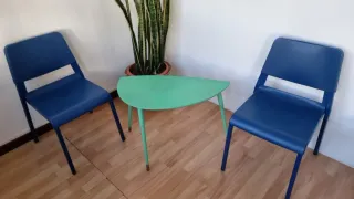 Mesa y 2 Sillas Verdes y Azules