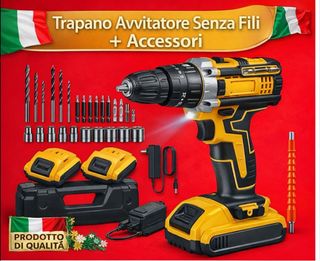 Trapano Avvitatore a Batteria + Accessori