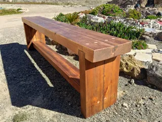 Banco rústico de viga antigua - Madera maciza