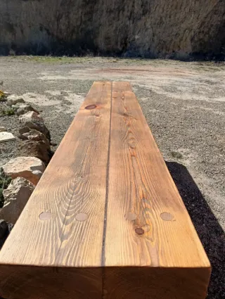Banco rústico de viga antigua - Madera maciza