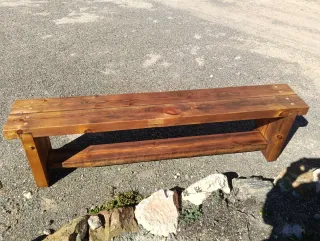 Banco rústico de viga antigua - Madera maciza