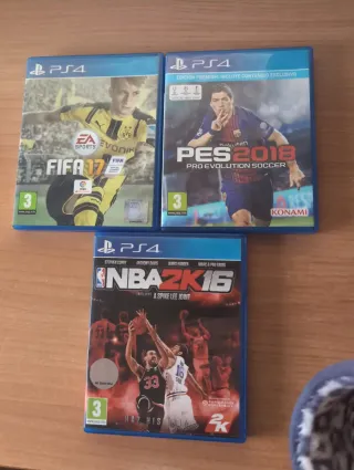 Lote 3 juegos PS4: FIFA 17, PES 2018, NBA 2K16