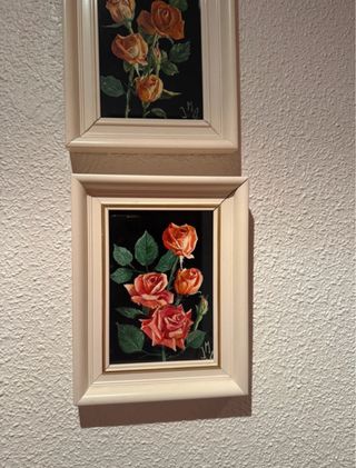 Quadri a olio con fiori rosa