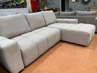 Sofá Chaise Longue Nuvola Tela Beige/Gris