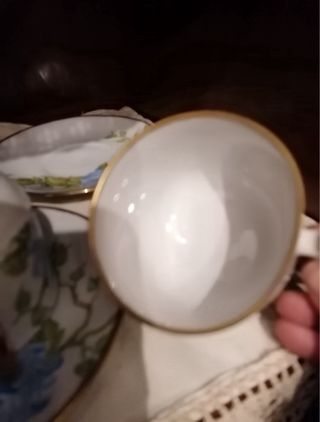 Coppia Tazze Porcellana Fiori Blu